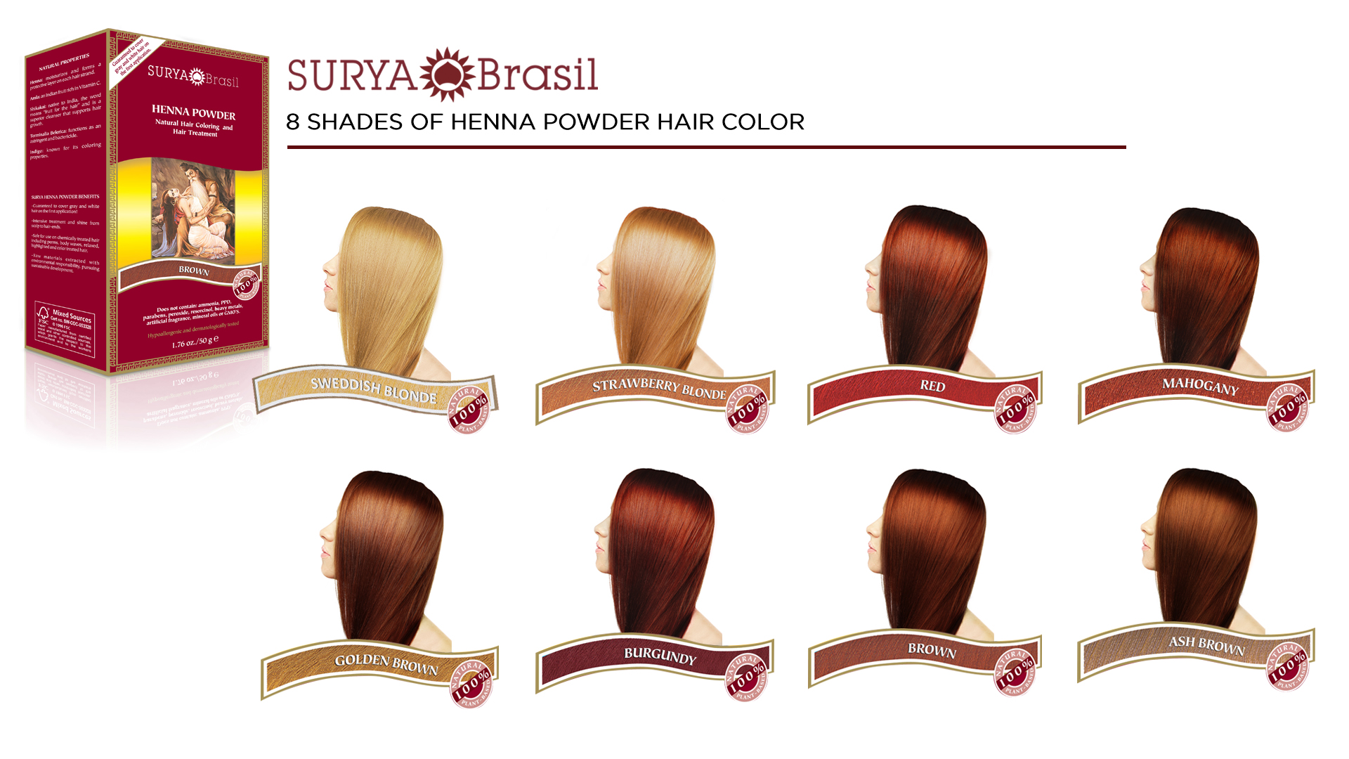Surya Henna Cream Colour Chart.